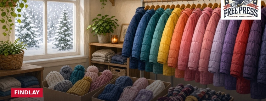 Fostoria News Colorful winter coats displayed in a store for Hancock County kids.